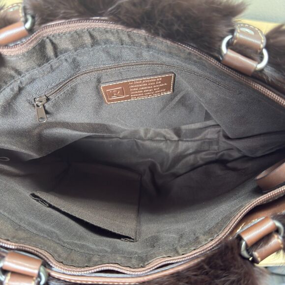 Y2k Fur Trim Quilted Brown Bag Purse Custom Cozy Chic Old Money Elegant Winter - Picture 10 of 12